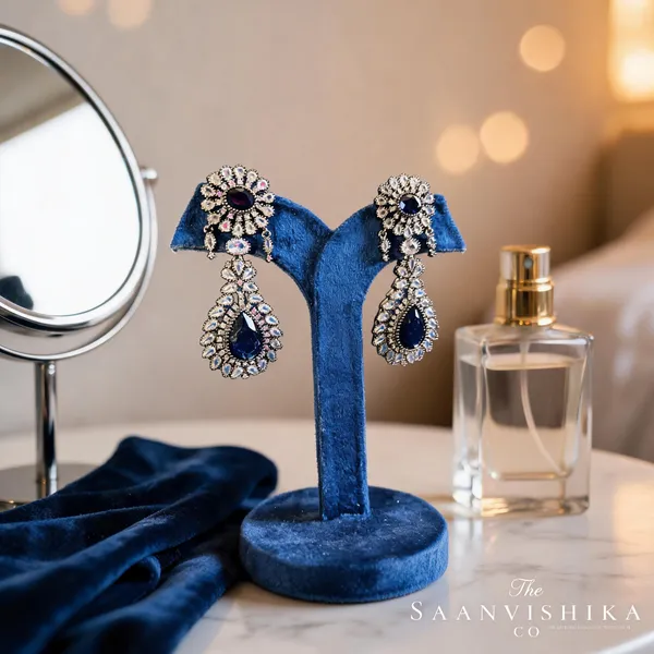Blue_Alloy_Blend_Doublet_Earrings_For_Women
