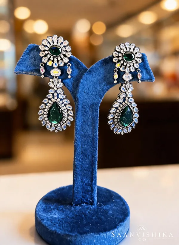 Emerald_Green_Alloy_Blend_Doublet_Earrings_For_Women