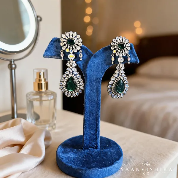 Emerald_Green_Alloy_Blend_Doublet_Earrings_For_Women