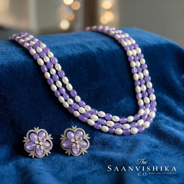 Violet_White_Alloy_3_Line_Beaded_Mala_Necklace_Set_For_Women