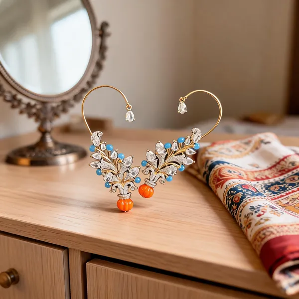 Blue_Alloy_Beads_Diamond_Earcuffs_For_Women