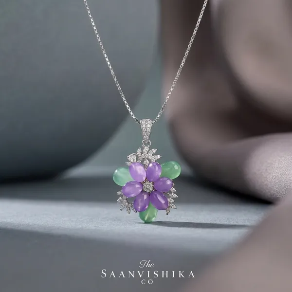 Green_Alloy_Violet_Natural_Beads_Pendant_Set_For_Women