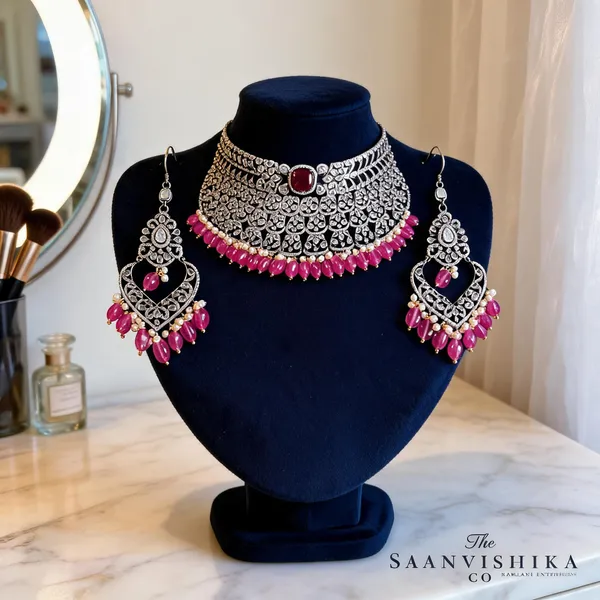 Pink_Alloy_Victorian_Cz_Diamond_Choker_Chandbali_Set_For_Women