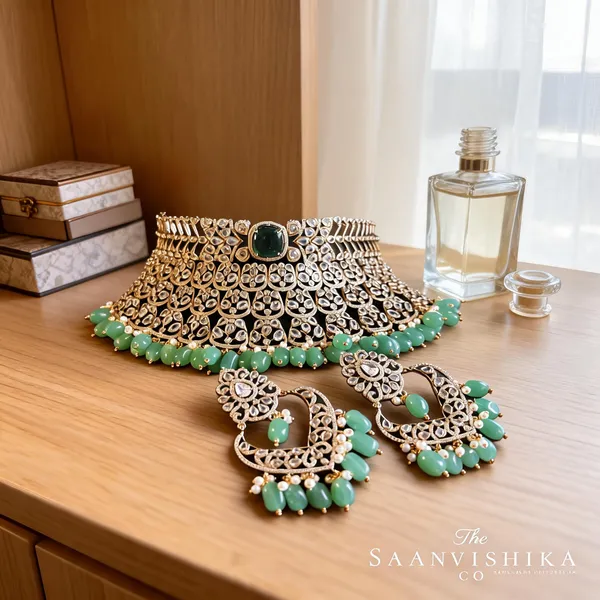 Green_Alloy_Blend_Victorian_Cz_Diamond_Choker_Set_With_Chandbali_For_Women