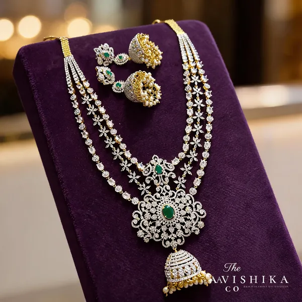 Green_Alloy_Floral_Jhumki_Diamond_Necklace_With_Earrings_For_Women