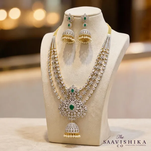 Green_Alloy_Floral_Jhumki_Diamond_Necklace_With_Earrings_For_Women