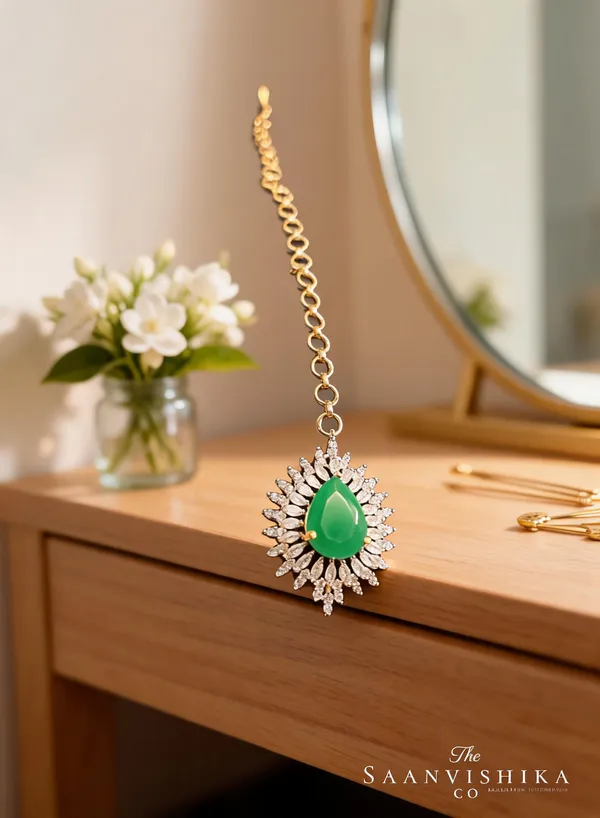 Green_Alloy_Bridal_Uncut_Diamond_Maang_Tikka_For_Women