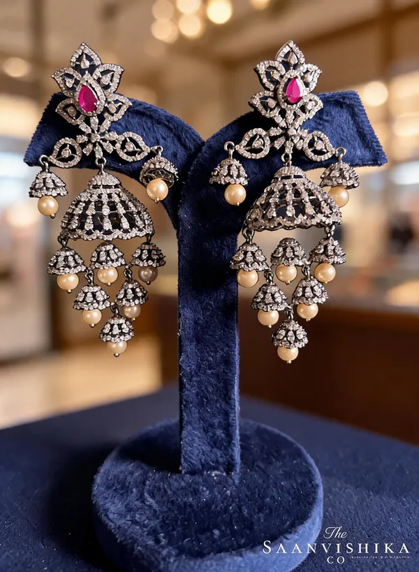 Red_Alloy_Victorian_Bridal_Pearl_Jhumka_For_Women
