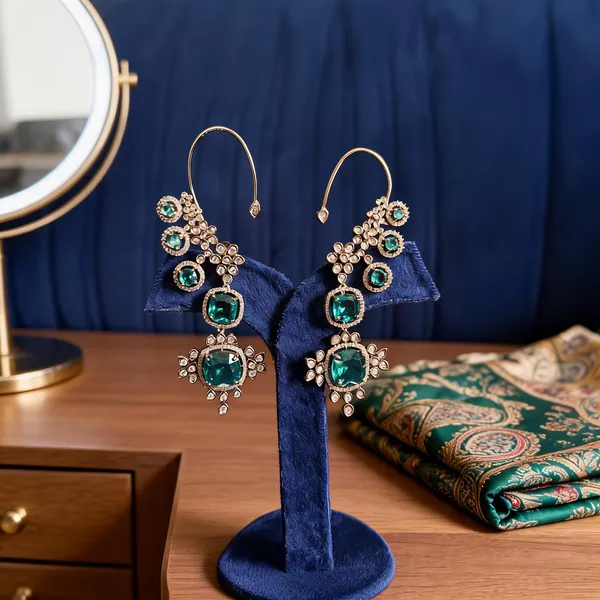 Green_Alloy_Gemstone_Earcuffs_For_Women