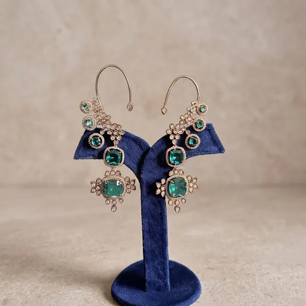 Green_Alloy_Gemstone_Earcuffs_For_Women