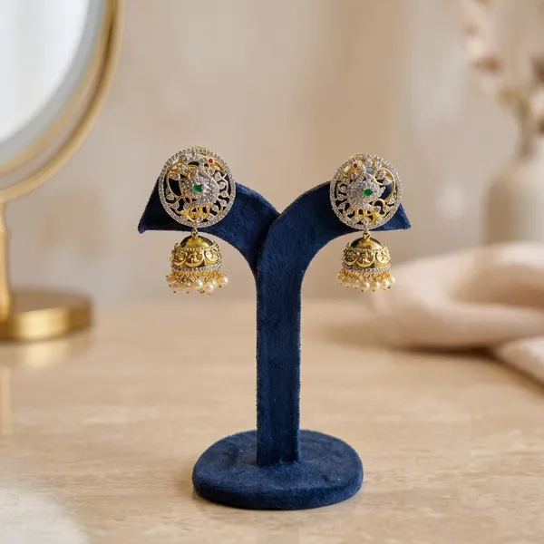 Multicolor_Alloy_Peacock_Pearl_Jhumka_For_Women
