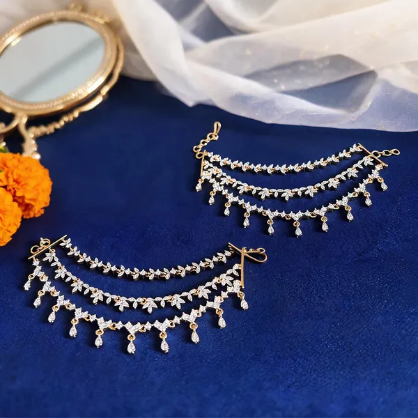 Golden_Alloy_3-Line_Floral_Bridal_Earchain_For_Women
