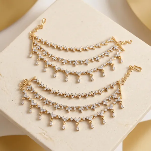 Golden_Alloy_3-Line_Floral_Bridal_Earchain_For_Women