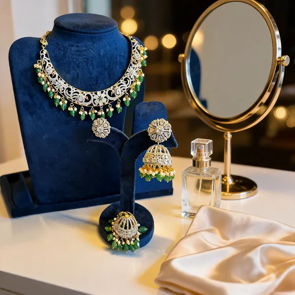 Green_Alloy_Kante_Necklace_With_Detachable_Jhumka_For_Women