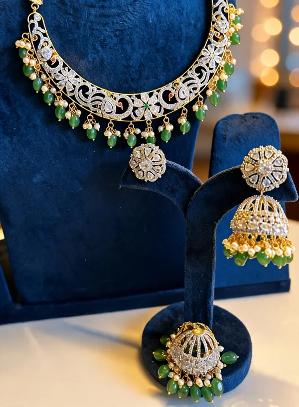 Green_Alloy_Kante_Necklace_With_Detachable_Jhumka_For_Women