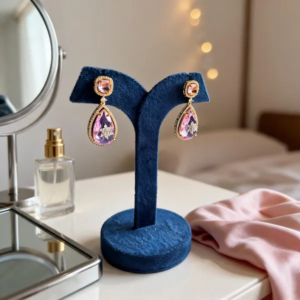 Multicolor_Alloy_Teardrop_Gemstone_Doublet_Earrings_For_Women