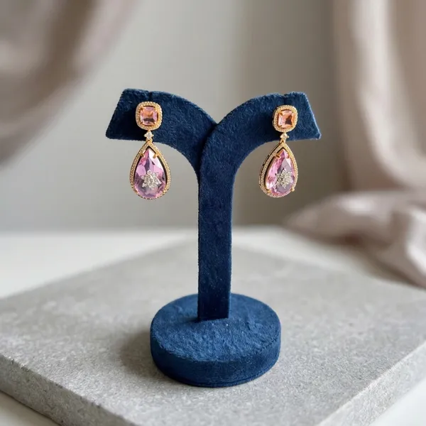 Multicolor_Alloy_Teardrop_Gemstone_Doublet_Earrings_For_Women