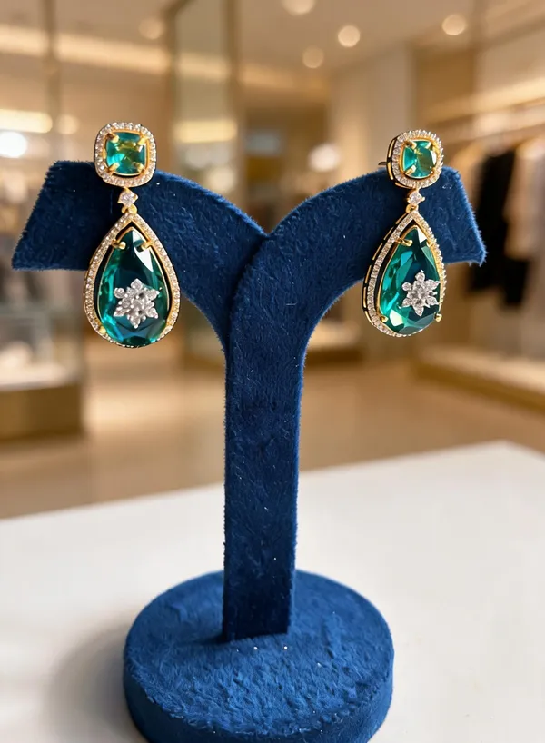 Green_Alloy_Teardrop_Gemstone_Doublet_Earrings_For_Women