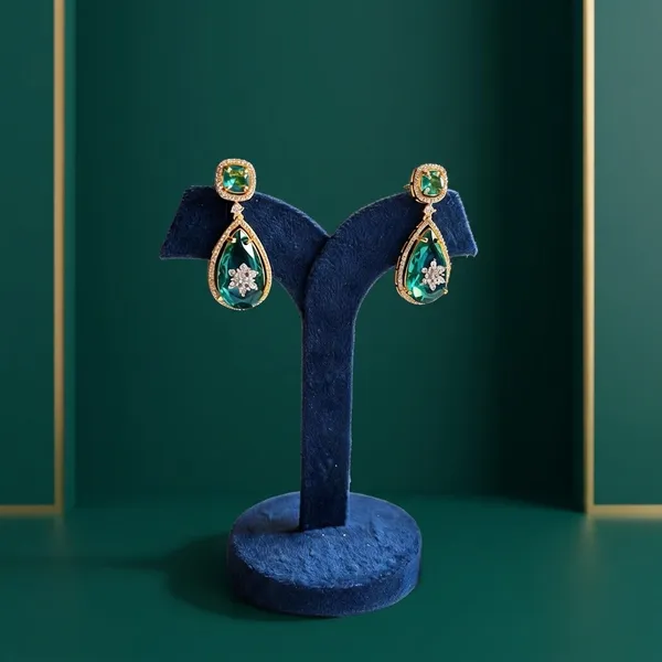 Green_Alloy_Teardrop_Gemstone_Doublet_Earrings_For_Women