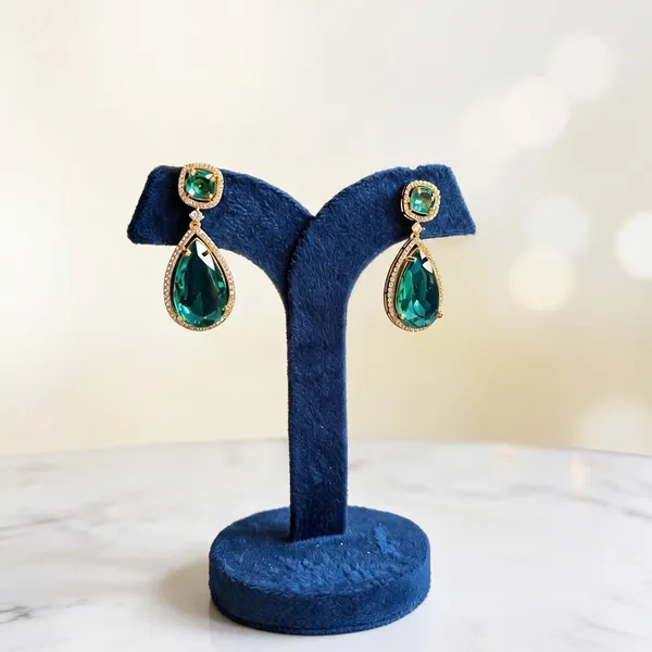 Green_Alloy_Teardrop_Gemstone_Doublet_Earrings_For_Women