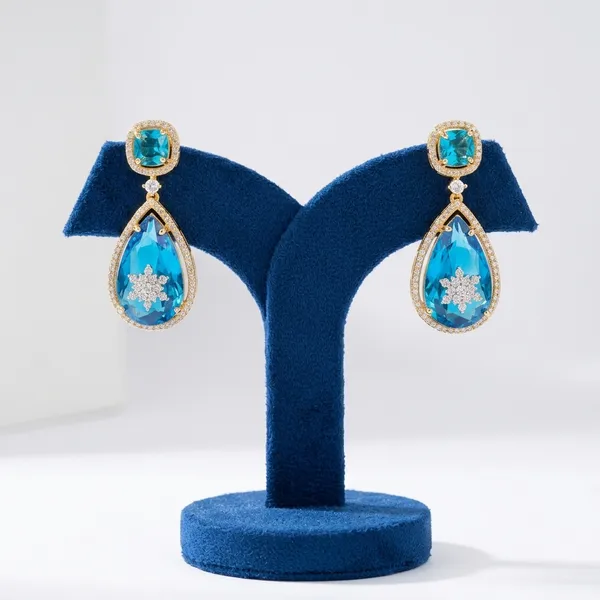 Blue_Alloy_Teardrop_Gemstone_Doublet_Earrings_For_Women