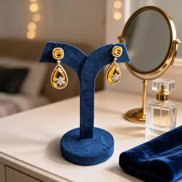Yellow_Alloy_Teardrop_Gemstone_Doublet_Earrings_For_Women