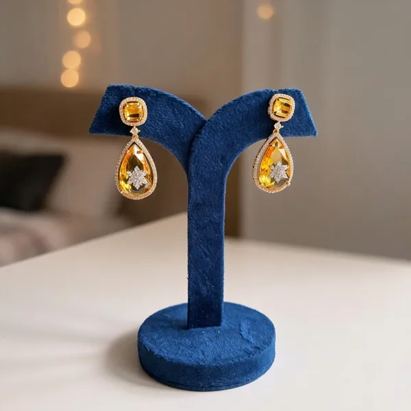 Yellow_Alloy_Teardrop_Gemstone_Doublet_Earrings_For_Women