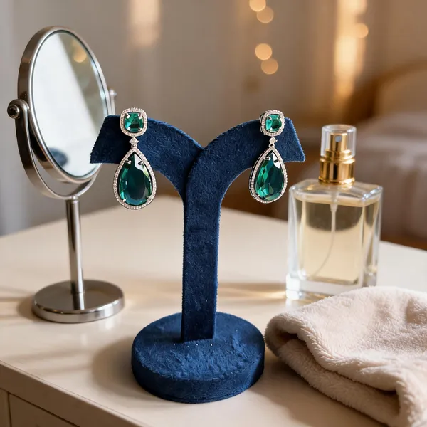 Green_Alloy_Teardrop_Gemstone_Doublet_Earrings_For_Women