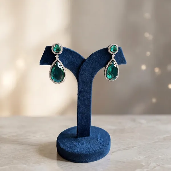Green_Alloy_Teardrop_Gemstone_Doublet_Earrings_For_Women