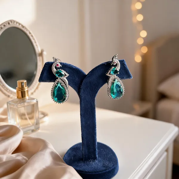 Green_Alloy_Peacock_Doublet_Earrings_For_Women