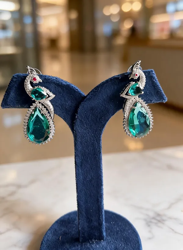 Green_Alloy_Peacock_Doublet_Earrings_For_Women