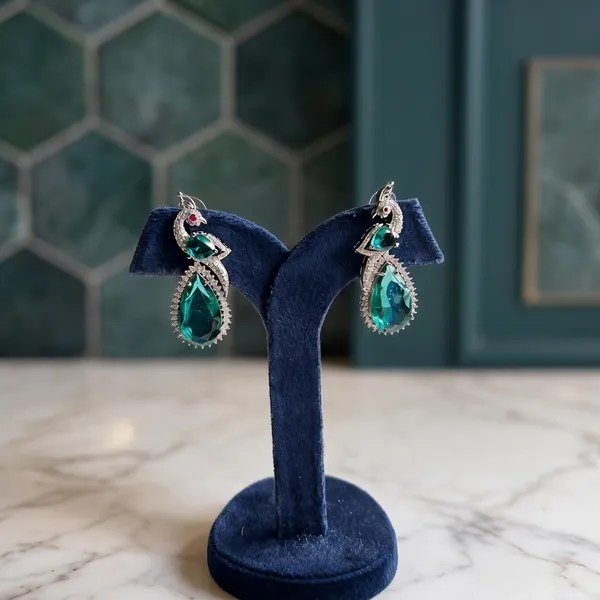 Green_Alloy_Peacock_Doublet_Earrings_For_Women