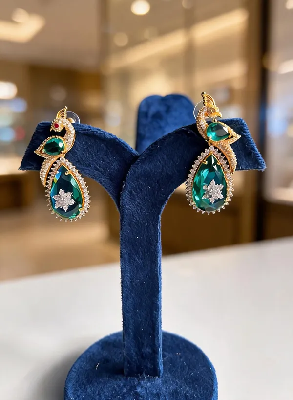 Green_Alloy_Peacock_Doublet_Earrings_For_Women