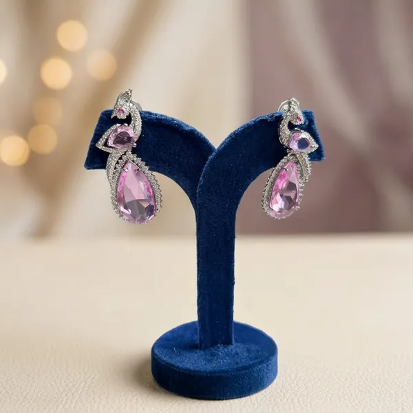 Pink_Alloy_Peacock_Doublet_Earrings_For_Women
