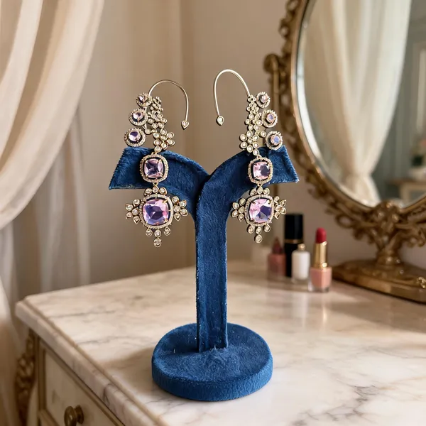 Pink_Alloy_Gemstone_Earcuffs_For_Women