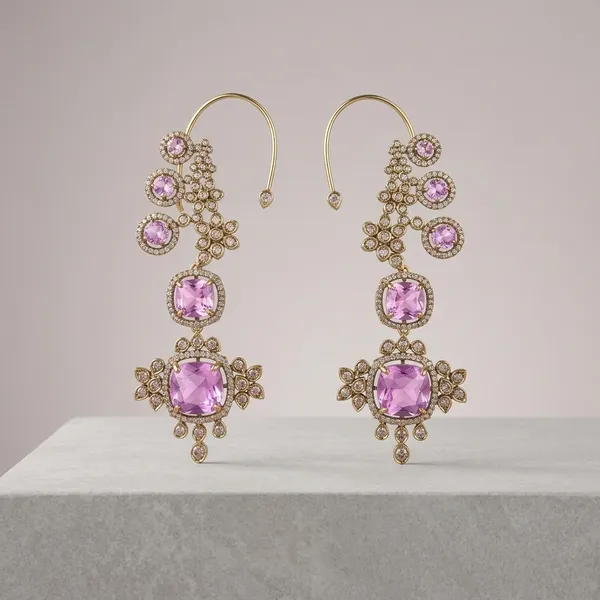 Pink_Alloy_Gemstone_Earcuffs_For_Women
