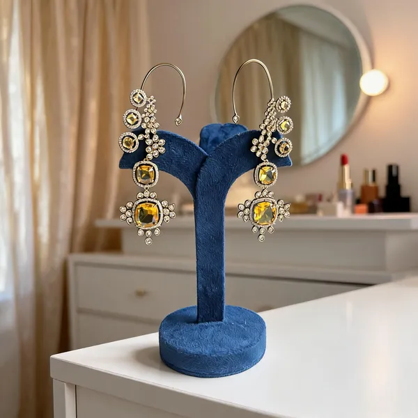 Yellow_Alloy_Grand_Gemstone_Earcuffs_For_Women