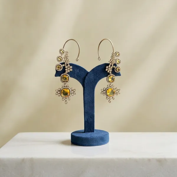 Yellow_Alloy_Grand_Gemstone_Earcuffs_For_Women