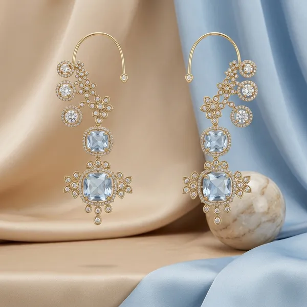 Crystal_Alloy_Gemstone_Earcuffs_For_Women