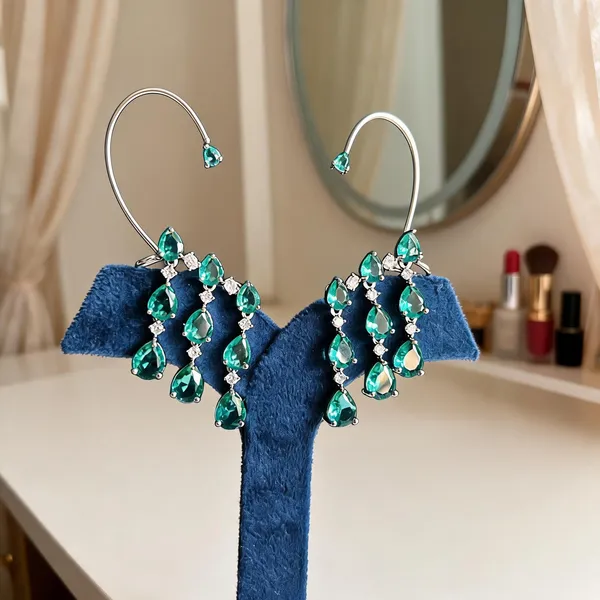 Green_Alloy_Triple_Gemstone_Earcuffs_For_Women