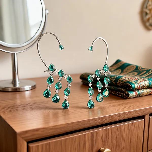 Green_Alloy_Triple_Gemstone_Earcuffs_For_Women