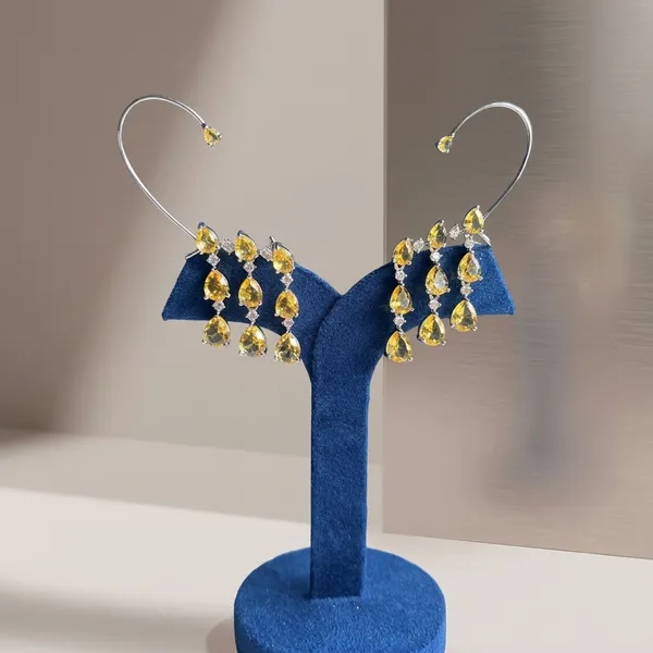 Yellow_Alloy_Triple_Gemstone_Earcuffs_For_Women