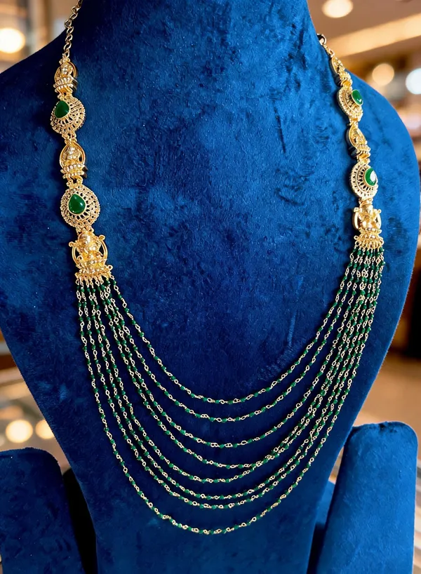 Green_Alloy_7-Line_Microbead_Necklace_For_Women
