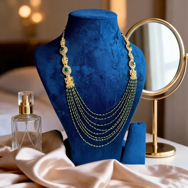 Green_Alloy_7-Line_Microbead_Necklace_For_Women