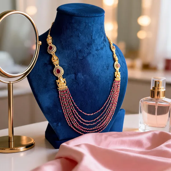 Red_Alloy_7-Line_Micro_Beads_Gold_Necklace_For_Women