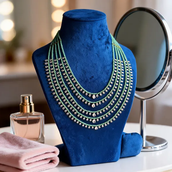 Green_Alloy_5-Line_Cz_Microbead_Mala_Necklace_For_Women