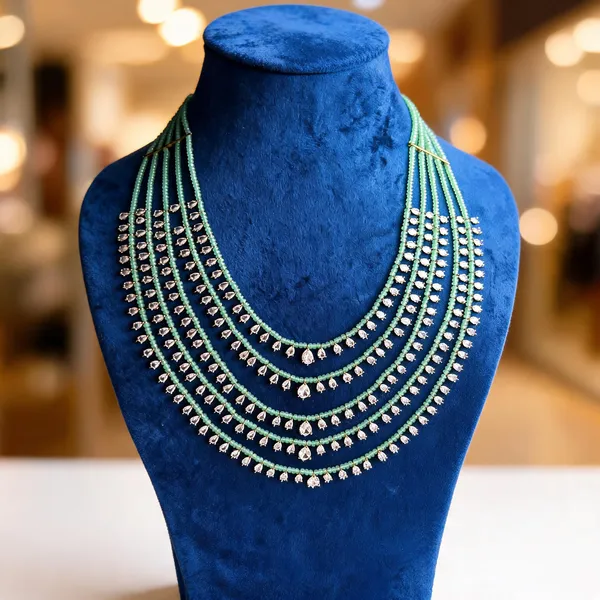 Green_Alloy_5-Line_Cz_Microbead_Mala_Necklace_For_Women