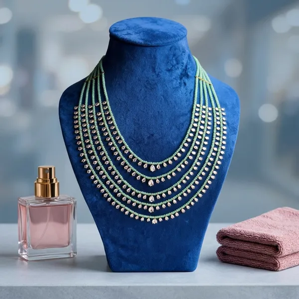 Green_Alloy_5-Line_Cz_Microbead_Mala_Necklace_For_Women
