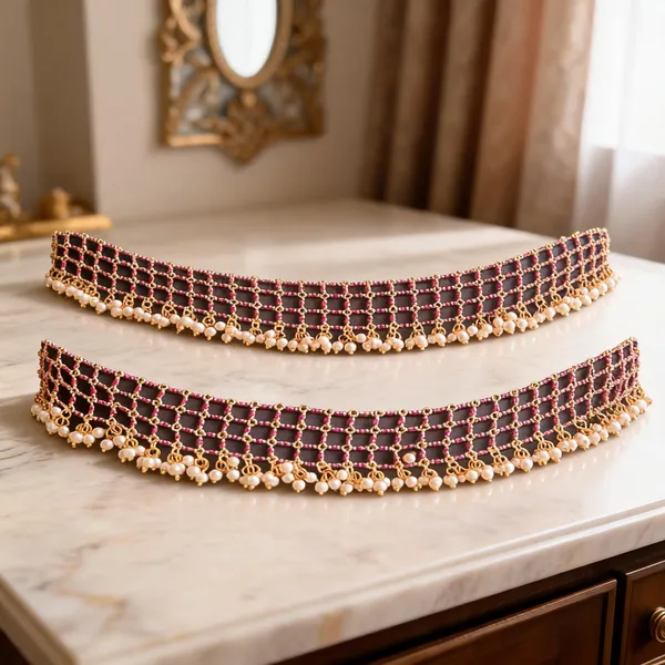 Red_Alloy_Micro_Beads_Netted_Earchain_For_Women