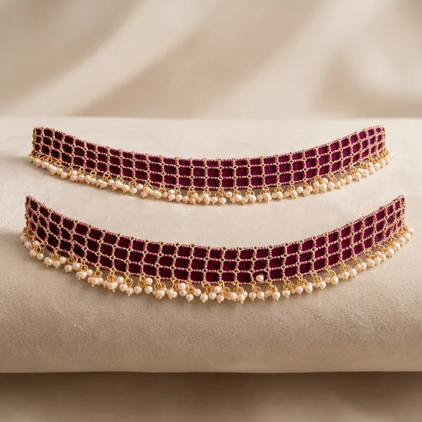 Red_Alloy_Micro_Beads_Netted_Earchain_For_Women